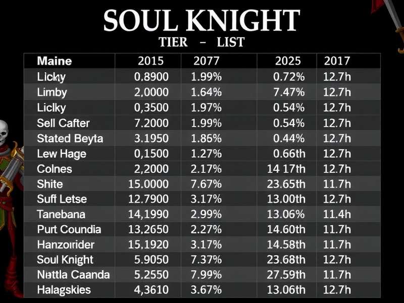 Soul Knight 2025 Character Tier List Visual Chart showing rankings from S to C tier