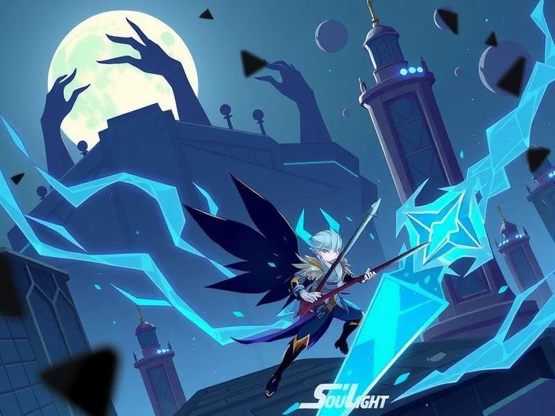 Soul Knight game scene showing character selection and vibrant pixel art