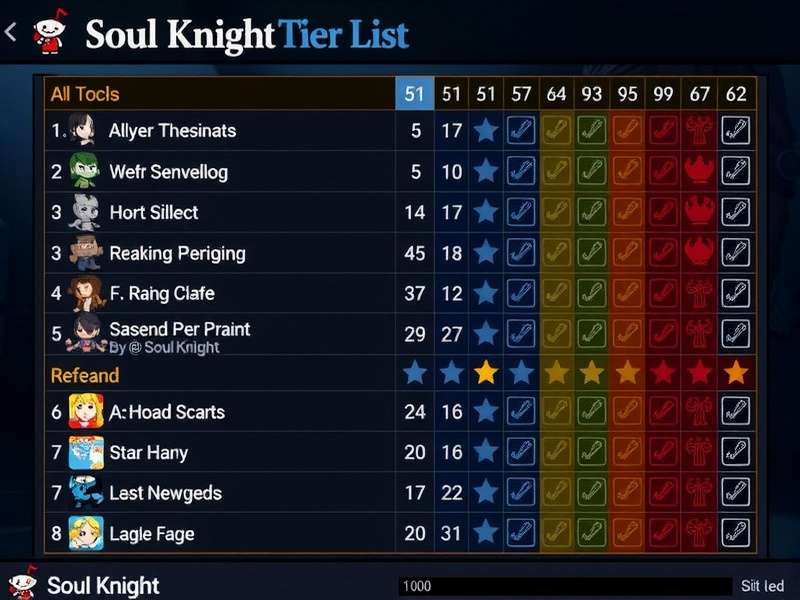 Soul Knight Reddit Community Tier List Visualization